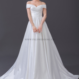 Váy cưới trơn hàn quốc lụa satin trơn
