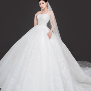 Váy cưới cúp ngực đính phale & ngọc trai