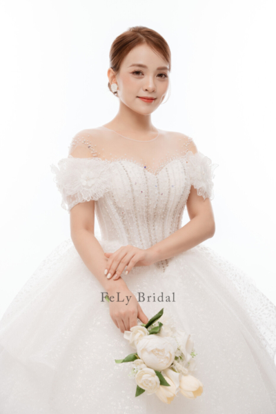 Váy cưới tay dài kết hợp trễ vai xòe lớn (PDPL-BL13) – M.O.T Bridal – For  Love, For Life