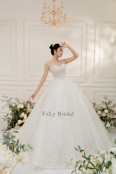 Váy cưới cao cấp Luxury tay dài đính đá - PHƯƠNG's bridal