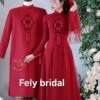 Áo dài cưới đỏ truyền thống thêu họa tiết