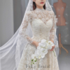 Váy cưới dài tay ren gân cao cấp Váy cưới dài tay ren gân cao cấp