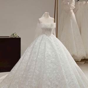 Váy cưới ren kim sa cao cấp 2in1