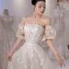 Váy đi bàn voan hoa nổi 2in1