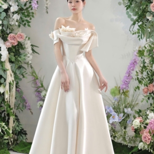 Váy Trễ Vai Trắng Ngà Thanh Lịch
