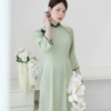 Áo dài lụa bê tráp phối sắc Tịnh Uyên