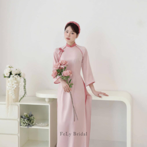 Áo dài lụa bê tráp phối sắc Tịnh Uyên