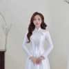 Áo dài lụa thêu song hỷ