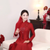 Áo dài lụa vân gỗ Song Hỷ 4 tà
