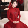 Áo dài lụa vân gỗ Song Hỷ 4 tà
