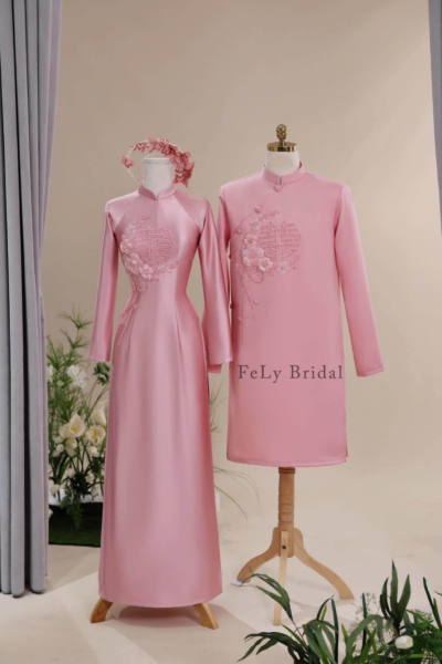 Bộ áo dài Song Hỷ hoa 3D