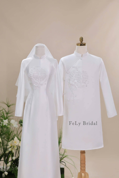 Bộ áo dài Song Hỷ hoa 3D