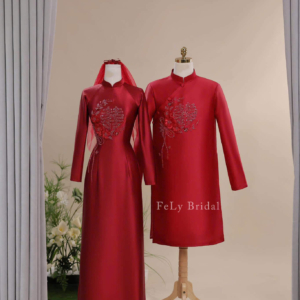 Bộ áo dài Song Hỷ hoa 3D