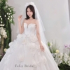 Váy cưới công chúa cúp ngực hoa 3D