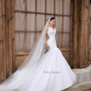 Váy cưới đuôi cá lụa cúp tim quyến rũ