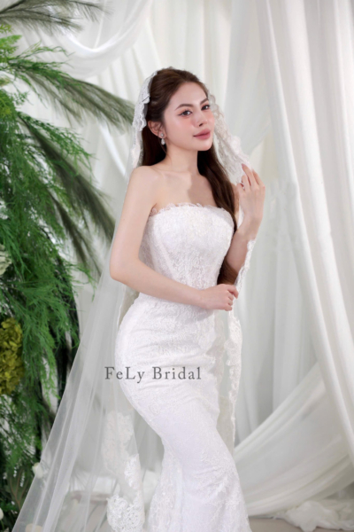 Váy cưới đuôi cá ren voan sang trọng
