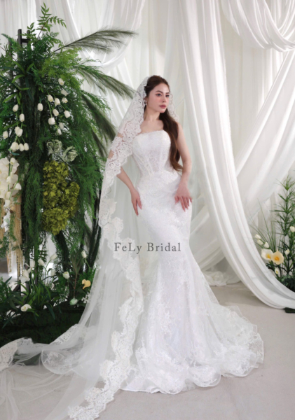 Váy cưới đuôi cá ren voan sang trọng