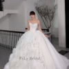 Váy cưới phi trơn hoa 3D bản to