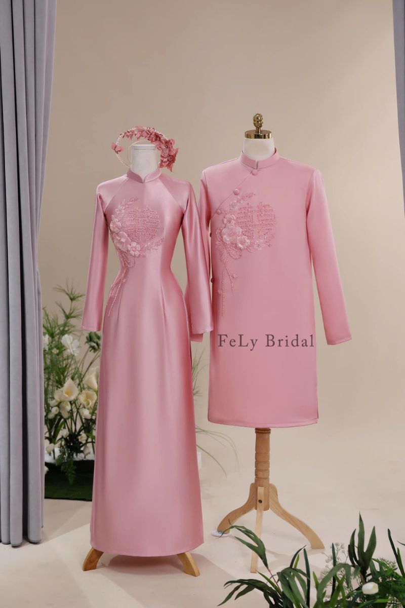 ao dai cuoi mau hong 1