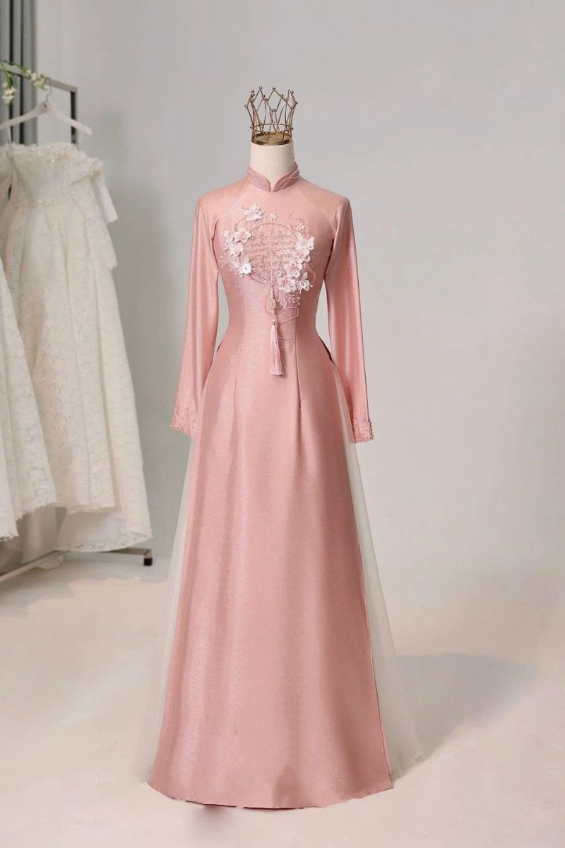 ao dai cuoi mau hong 3