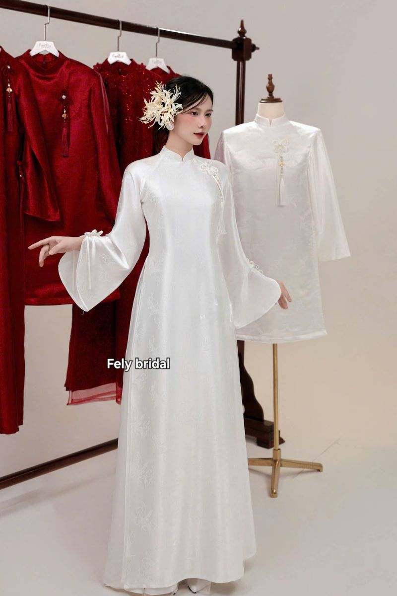 ao dai cuoi gam do hoa tiet det chim (5)
