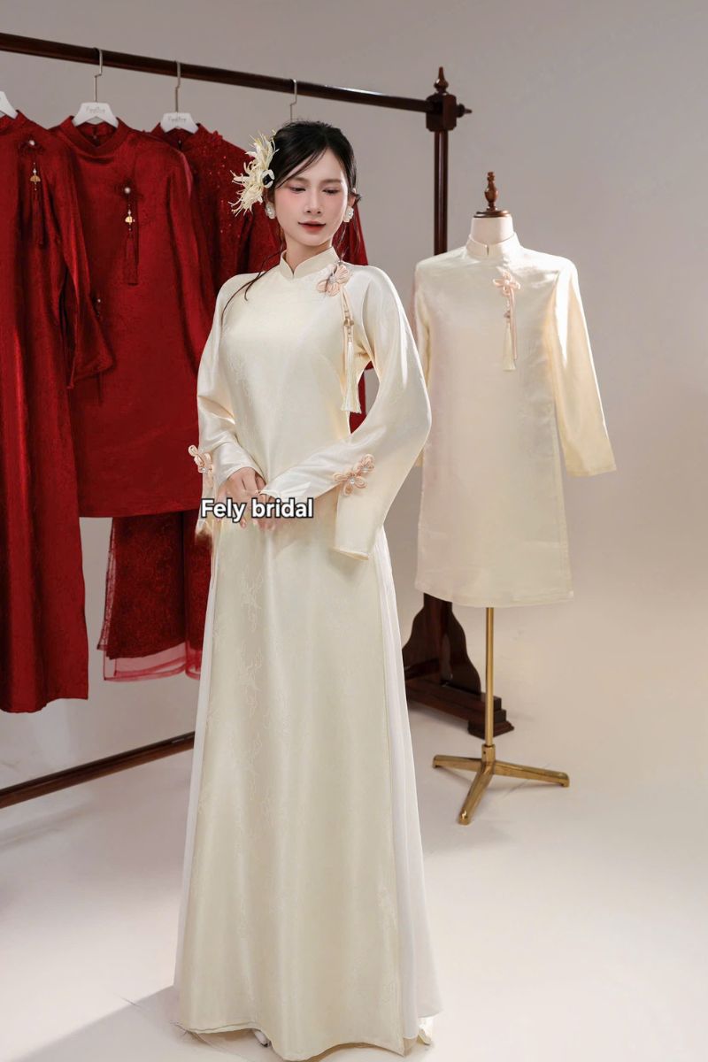 ao dai cuoi gam do hoa tiet det chim (7)