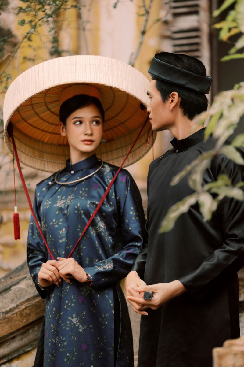 ao dai cuoi mau xanh 5