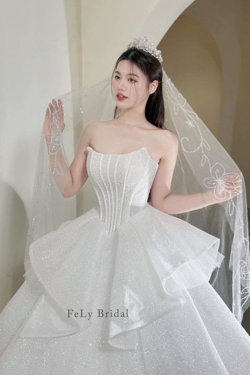 Váy Công Chúa Ánh Kim Corset Tầng Mây