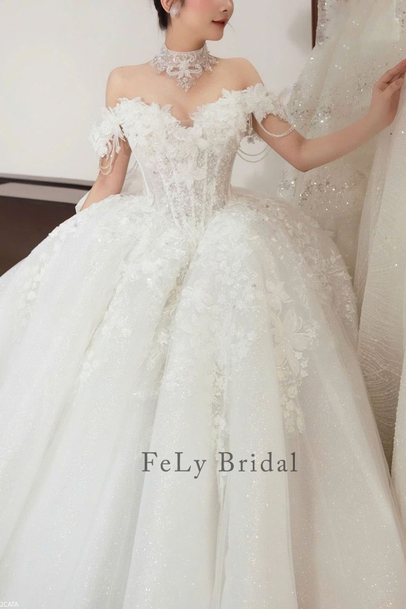 vay cuoi cong chua cup nguc det kim hoa noi