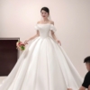 Váy cưới công chúa trễ vai hoa Váy cưới công chúa trễ vai hoa