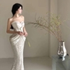 Váy Đuôi Cá Ren Trắng Corset Cúp Ngực