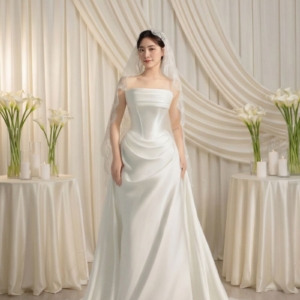 Váy Cưới Lụa Thanh Khôi Dáng Hoàng Gia