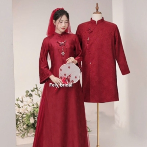 Áo Dài Đính Bướm Pha Lê Phúc Duyên