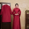 Áo Dài Đỏ Nhung Hoa Văn
