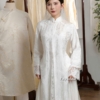 Áo Dài Họa Tiết Gấm Chìm Cổ Cao Truyền Thống
