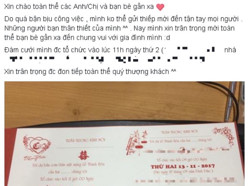 lời mời đám cưới trên Facebook 2