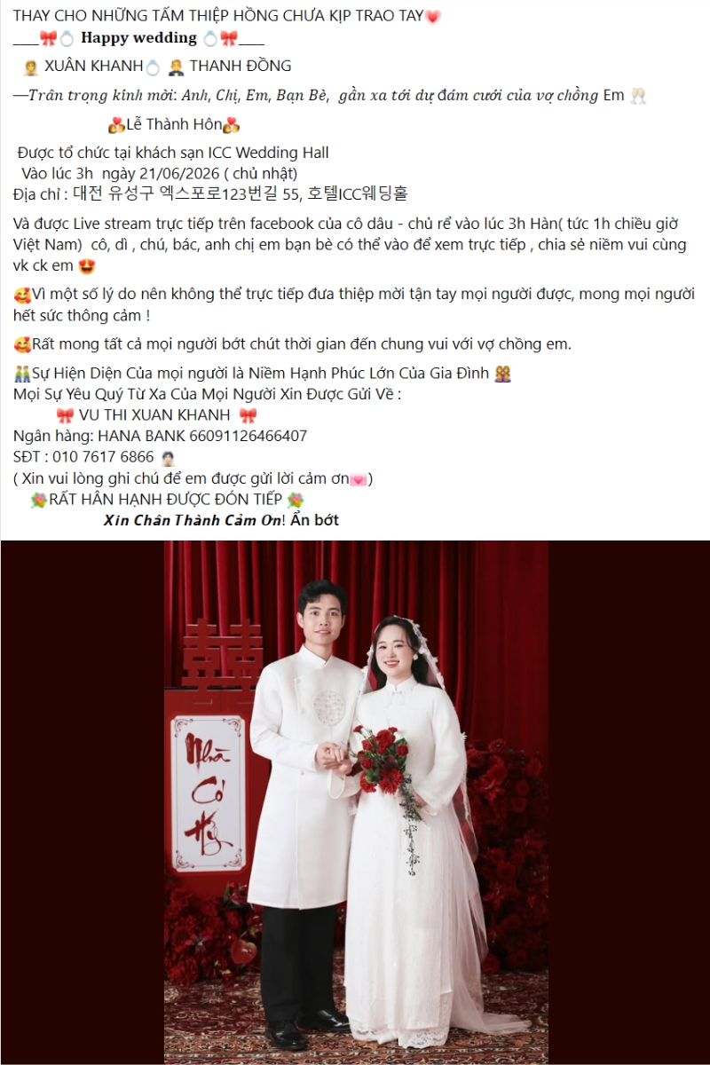 lời mời đám cưới trên Facebook 4