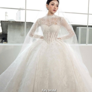 Váy Cưới Công Chúa Corset Ren Xuyên Thấu
