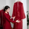 Áo Dài Cưới Hồng Loan Sắc Son