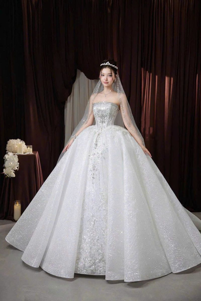 Váy Cưới Nguyệt Sương Lấp Lánh